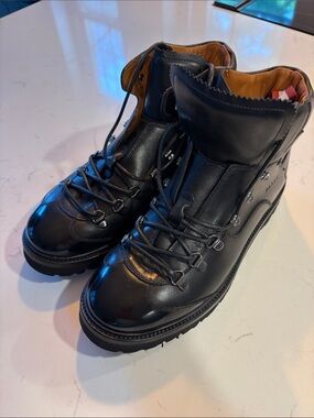 Bally Black Leather Combat-Style Lace-Up Boot